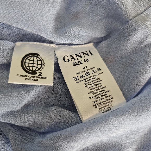 Ganni Dainty Georgette Dress In Serenity Blue - Picture 7 of 9